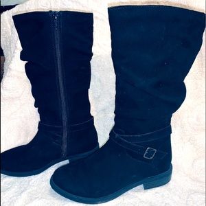 Wonder Nation Black Suede Slouchy Boots for young ladies Size 3